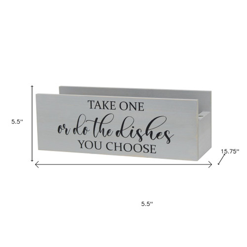 6" Gray Wood Desk Organizer