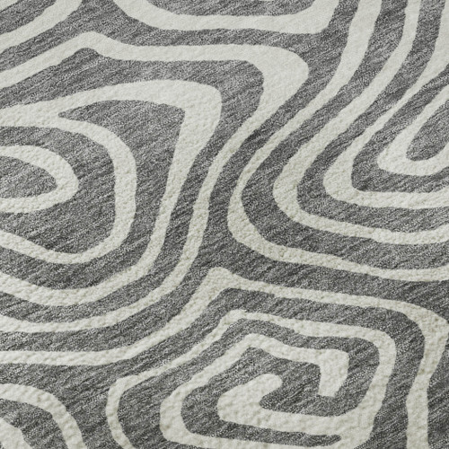 9' X 12' Gray And Ivory Abstract Washable Area Rug With UV Protection