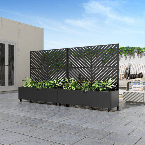 47" X 47" Black Galvanized Metal Rectangular Planter Box