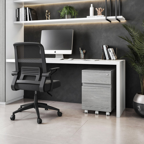 16" Gray Wood Drawer Filing Cabinet