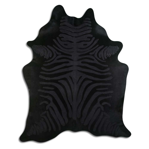 ACID WASHED HAIR ON COWHIDE ZEBRA DISTRESSED BLACK ON BLACK