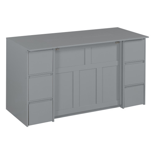 Gray Wood Twin Murphy Bed With USB