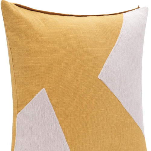 20" Yellow And Ivory Abstract Cotton Throw Pillow