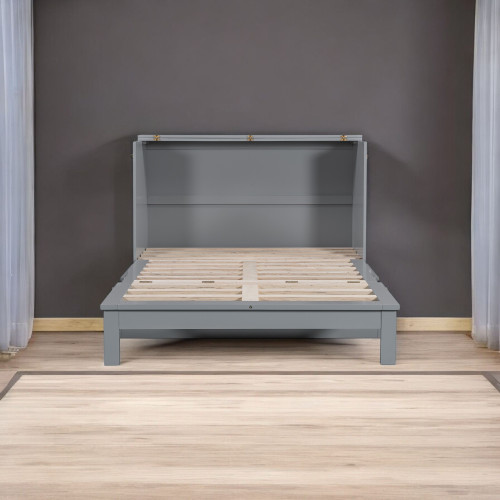 Gray Wood Full Murphy Bed