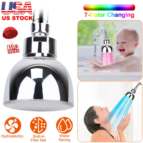 LED Shower Head 7-Color Changing Rainfall Showerhead