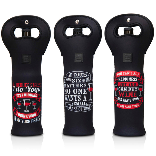 Made Easy Kit Neoprene Wine Tote Carrier Bag Set of 3