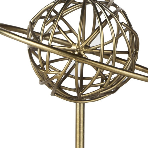 12" Gold Metal Sphere Tabletop Sculpture