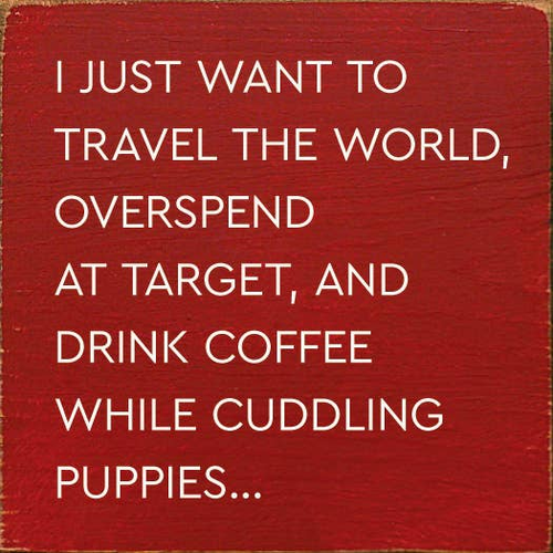 I just want to travel the world, overspend at target, and...