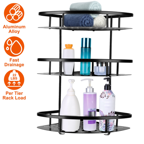 3 Tier Wall-mounted Corner Shower Caddy Shelf Rack