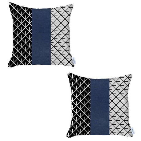 Bohemian Vegan Faux Leather Throw Pillow Covers Set