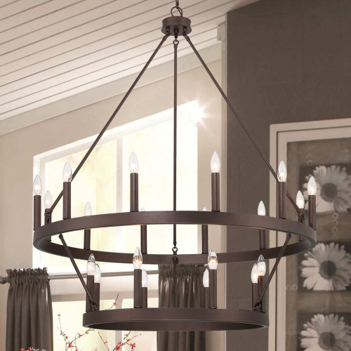 Black Candle Style Multi Light Metal Dimmable Chandelier