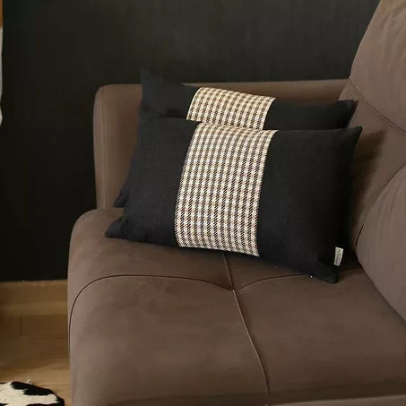 Boho-Chic Houndstooth Jacquard Throw Pillow