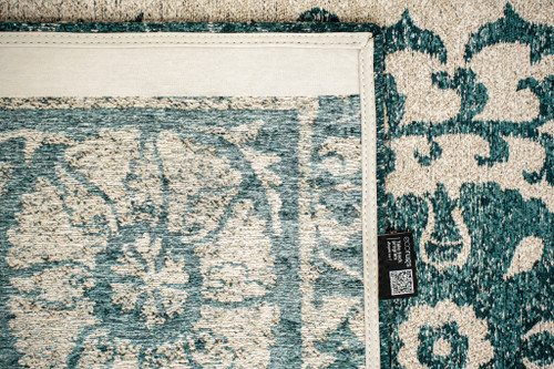 8' X 11' Beige And Blue Tribal Washable Area Rug With UV Protection