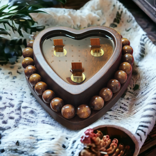 Luxe Beaded Heart Wooden Bowl Soy Wax Candle