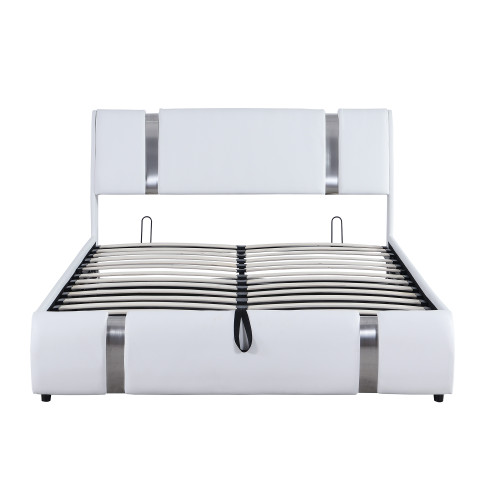 White Tufted Faux Leather Upholstered Queen Bed Frame