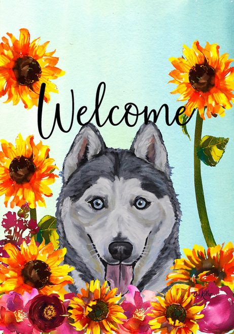 Siberian Husky - Hippie Hound Studios Welcome  House and Garden Flags