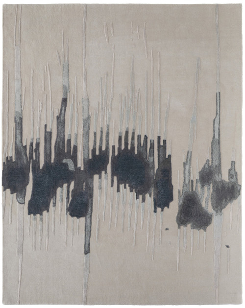 12' X 15' Gray Ivory and Blue Abstract Hand Tufted Area Rug