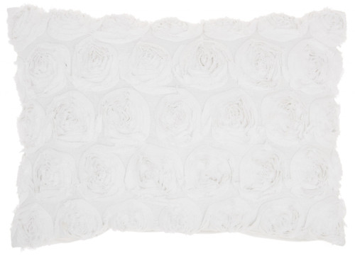 Petite White Embossed Rose Lumbar Pillow