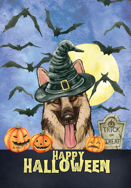 German Shepherd - Hippie Hound Studio Best of Breed Halloween House and Garden Flag