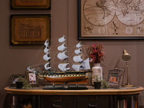 25" Unfinished Wood Hand Painted Model Boat