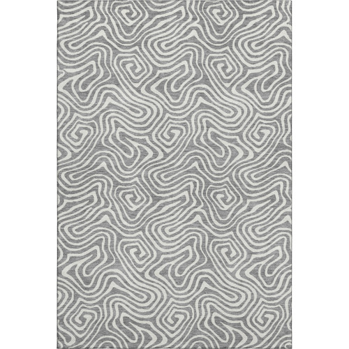 5' X 8' Gray And Ivory Abstract Washable Area Rug With UV Protection