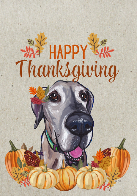 Great Dane - Hippie Hound Studio Best of Breed Thanksgiving House and Garden Flag
