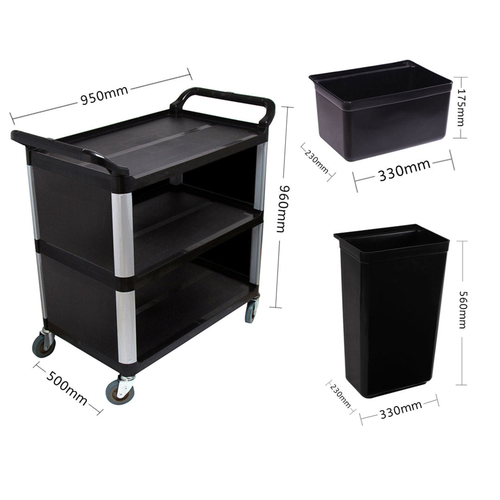 Tier Cove Food Trolley Food Waste Cart Storage Mechanic Kitchen with Bins