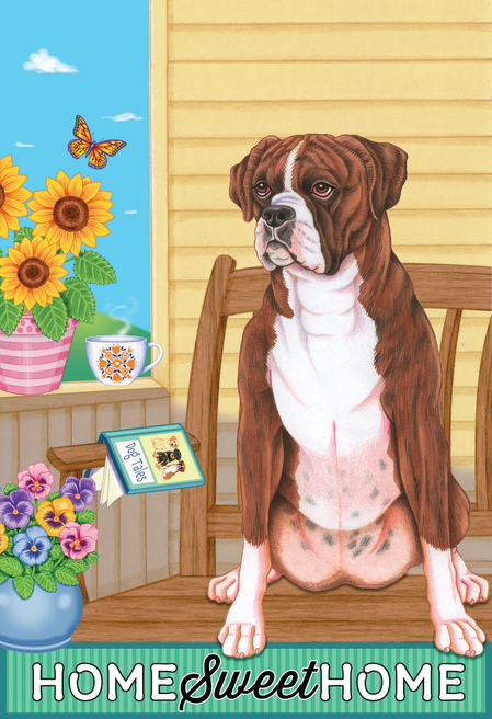 Boxer Brindle - Tomoyo Pitcher Home Sweet Home Outdoor Flag