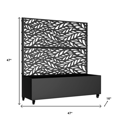 47" Black Metal Indoor Outdoor Rectangular Planter Box