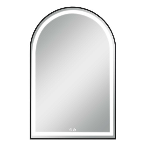 31" Black Lighted Arch Metal Framed Bathroom Vanity Mirror