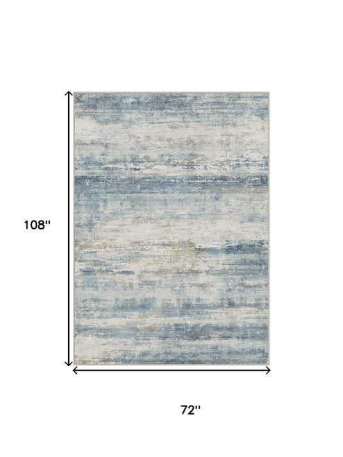6' X 9' Blue Red And Gray Abstract Washable Area Rug