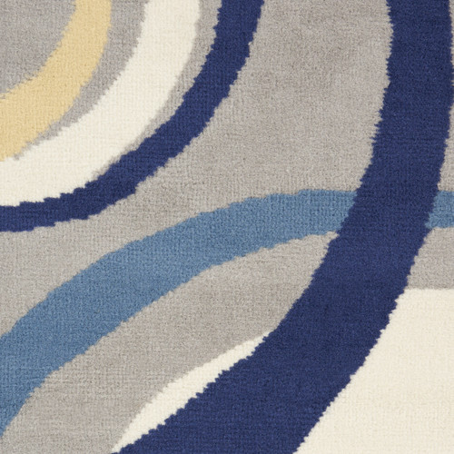 4' X 6' Gray and Blue Geometric Power Loom Area Rug