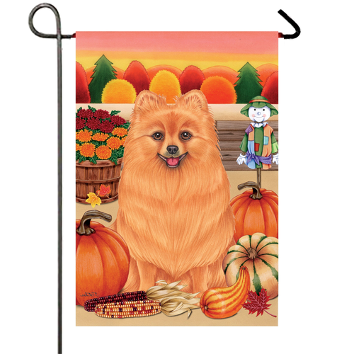 Pomeranian - Best of Breed Autumn Harvest Garden Flag 