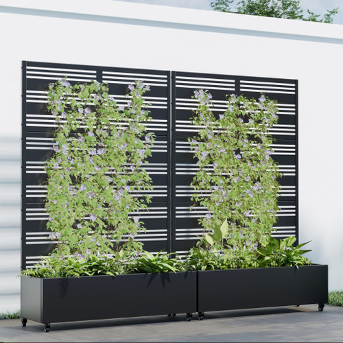 71" X 47" Black Galvanized Metal Rectangular Planter Box