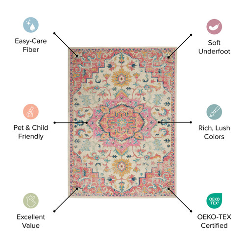 8' X 10' Ivory Gray And Blue Floral Area Rug