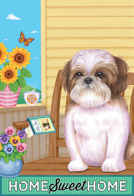 Shih Tzu Brown - Tomoyo Pitcher Home Sweet Home Garden Flag