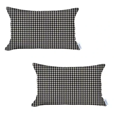 Boho-Chic Houndstooth Jacquard Throw Pillow Covers