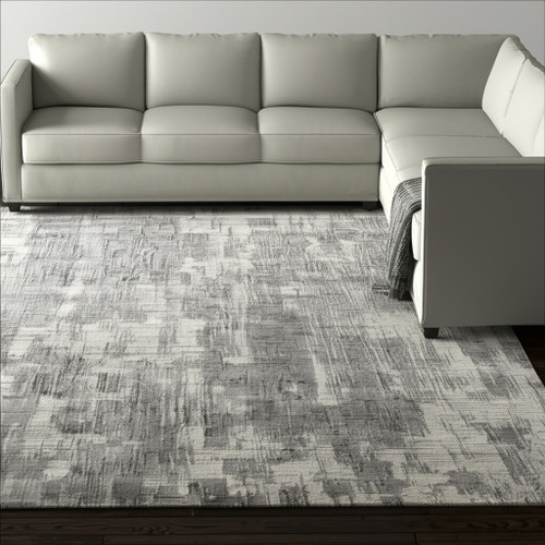 12' X 15' Gray And Ivory Abstract Hand Woven Distressed Area Rug