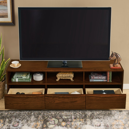 63" Brown Wood Accent Cabinet