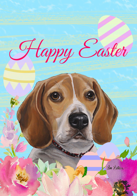 Beagle - Hippie Hound Studios Easter  House and Garden Flags
