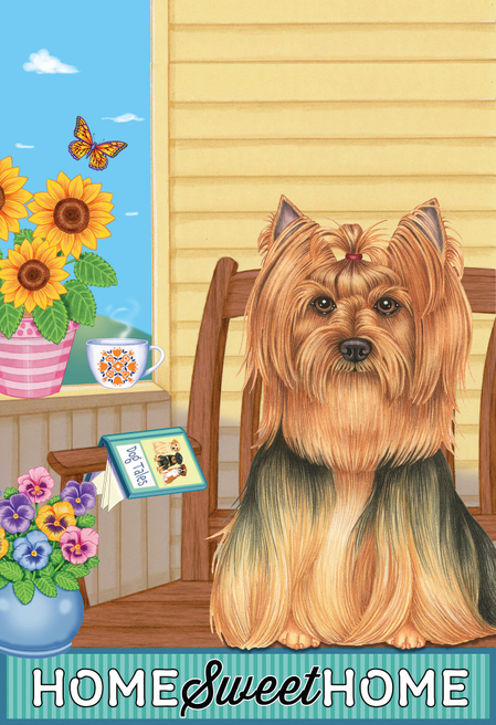 Yorkie Show Cut - Tomoyo Pitcher Home Sweet Home Garden Flag