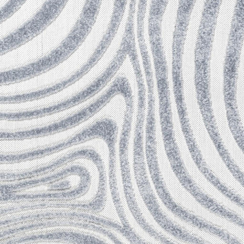 7' Light Blue And Ivory Square Abstract Indoor Outdoor Area Rug