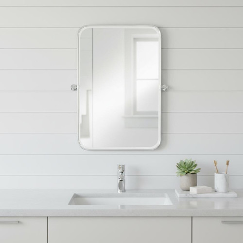 36" Off White Metal Framed Bathroom Vanity Mirror