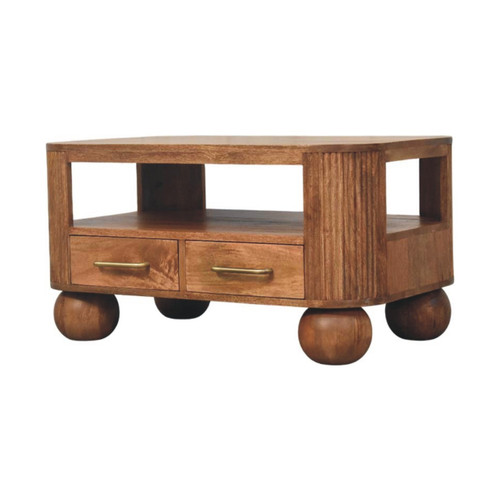33" Brown Solid Wood Solid Coffee Table With Drawer
