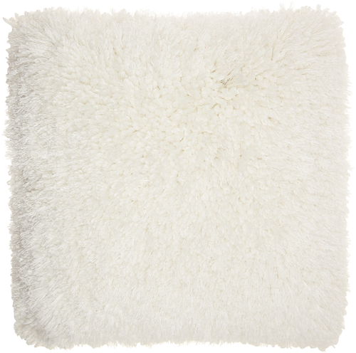 Fluffy White Shag Accent Throw Pillow