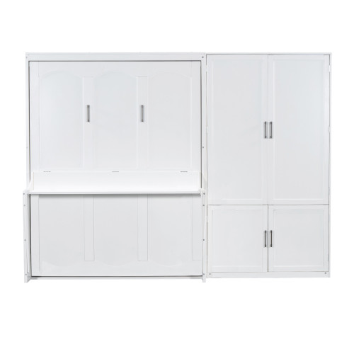White Wood Queen Murphy Bed