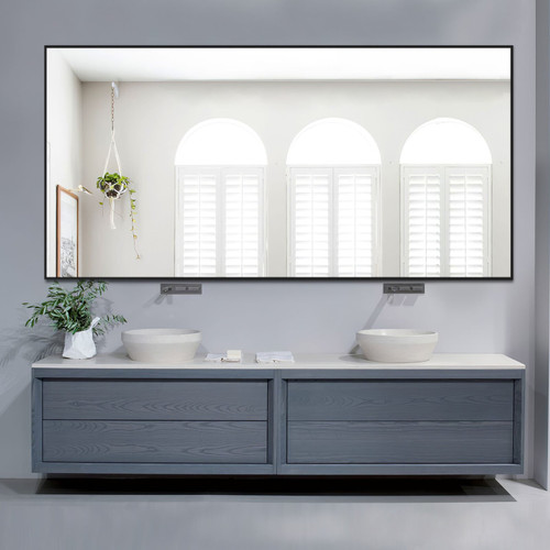 71" Black Metal Freestanding Framed Standing Mirror