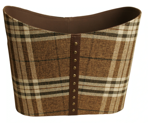 Brown Plaid Faux Leather & Fabric Tote