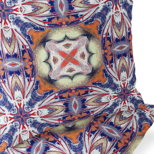 Set of Two Blue Orange Yellow And White Floral Indoor Outdoor Throw Pillow
