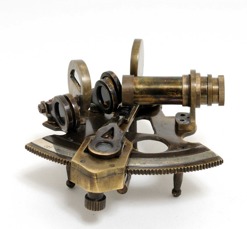 4" X 4" X 2.5" Nautical Sextant In Leather Case Small